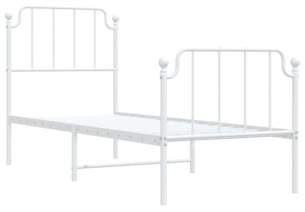 Metalni okvir kreveta s uzglavljem i podnožjem bijeli 75x190 cm - Bijela / 75 x 190 cm