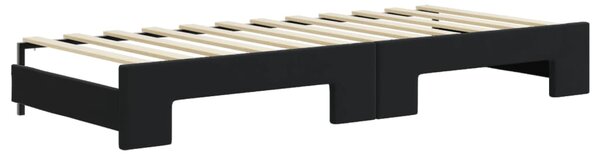 Dnevni krevet na razvlačenje s ladicama crni 80 x 200 cm baršun - Crna / 80 x 200 cm