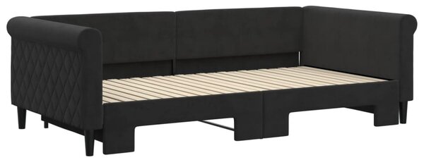 Dnevni krevet na razvlačenje crni 100 x 200 cm baršunasti - Crna / 100 x 200 cm
