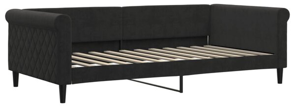 Dnevni krevet s madracem crni 100 x 200 cm baršunasti - Crna / 100 x 200 cm