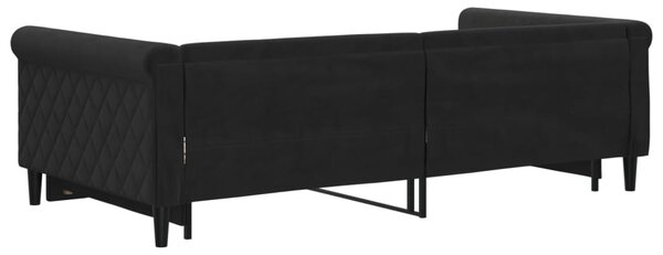 Dnevni krevet na razvlačenje crni 100 x 200 cm baršunasti - Crna / 100 x 200 cm