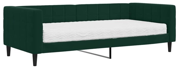 Dnevni krevet s madracem tamnozeleni 90 x 200 cm baršunasti - Zelena / 90 x 200 cm
