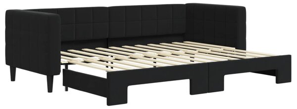 Dnevni krevet na razvlačenje crni 80 x 200 cm baršunasti - Crna / 80 x 200 cm