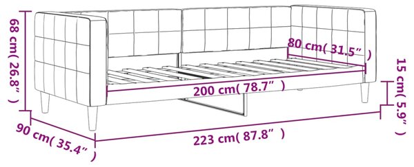 Dnevni krevet crni 80 x 200 cm baršunasti - Crna / 80 x 200 cm