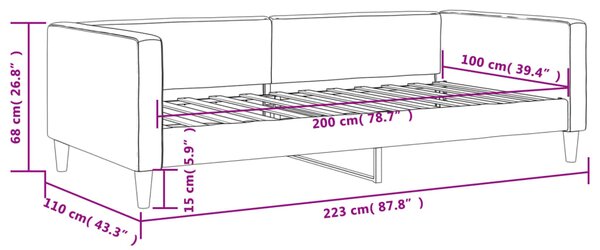 Dnevni krevet crni 100 x 200 cm od tkanine - Crna / 100 x 200 cm