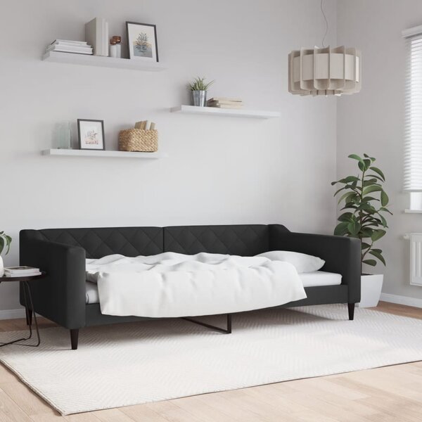 Dnevni krevet crni 100 x 200 cm od tkanine - Crna / 100 x 200 cm