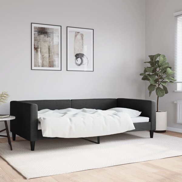 Dnevni krevet crni 100 x 200 cm od tkanine - Crna / 100 x 200 cm