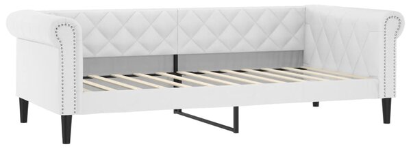 Dnevni krevet s madracem bijeli 90 x 200 cm od umjetne kože - Bijela / 90 x 200 cm