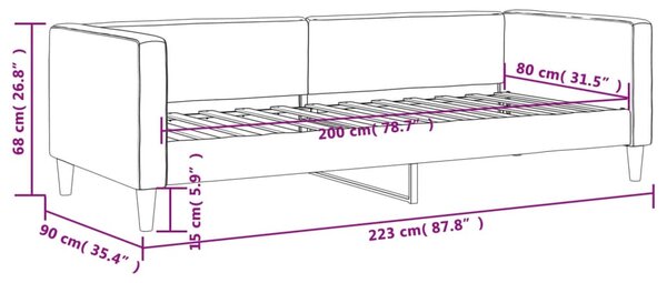 Dnevni krevet svjetlosivi 80 x 200 cm od tkanine - Siva / 80 x 200 cm