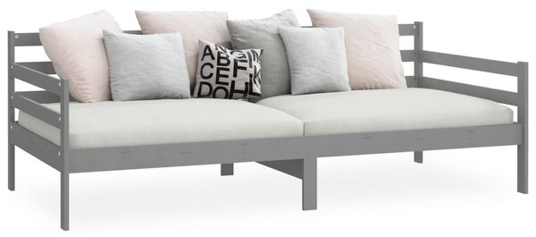 Dnevni ležaj od masivne borovine sivi 90 x 200 cm - Siva / 90 x 200 cm