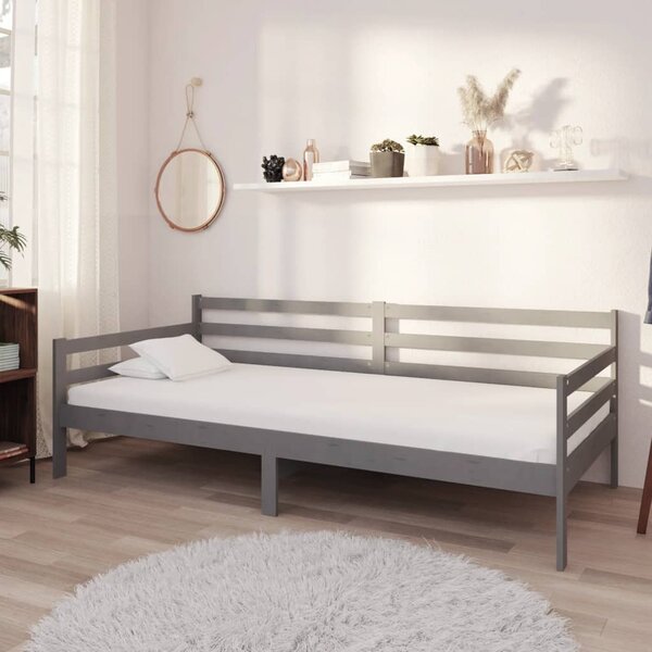 Dnevni ležaj od masivne borovine sivi 90 x 200 cm - Siva / 90 x 200 cm