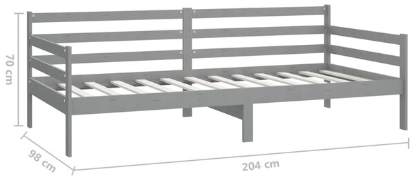 Dnevni ležaj od masivne borovine sivi 90 x 200 cm - Siva / 90 x 200 cm