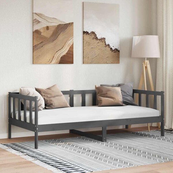 Dnevni ležaj od masivne borovine sivi 90 x 200 cm - Siva / 90 x 200 cm