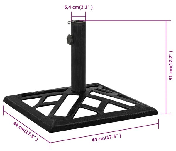 Stalak za suncobran crni 44 x 44 x 31 cm od lijevanog željeza - Crna / 44 x 44 x 31 cm