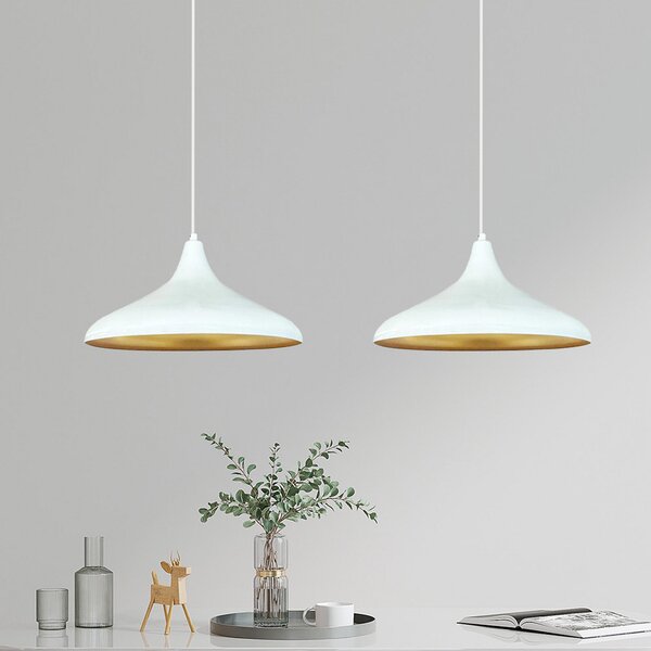 ROYALTECH Viseća lampa Claus, bijela, dužina 85 cm, 2 žarulje, metal, prigušiva, Dnevni boravak/blagovaonica, Metal