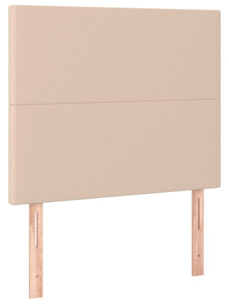 Krevet box spring madrac LED cappuccino 100x200cm umjetna koža - Smeđa / 100 x 200 cm