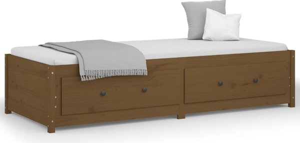 Dnevni ležaj smeđa boja meda 90x200 cm od masivne borovine - Smeđa / 90 x 200 cm