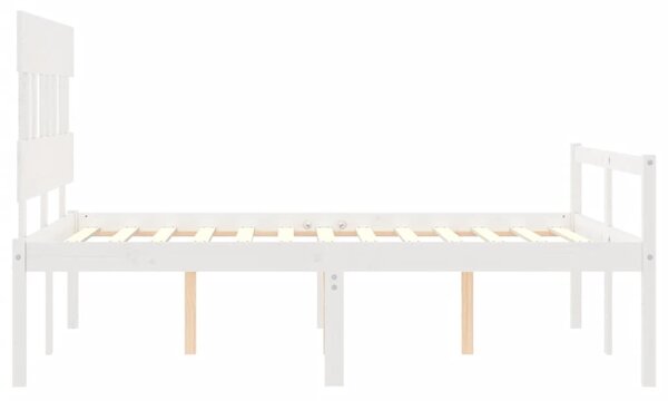 Krevet za starije s uzglavljem bijeli mali bračni masivno drvo - Bijela / 120 x 190 cm