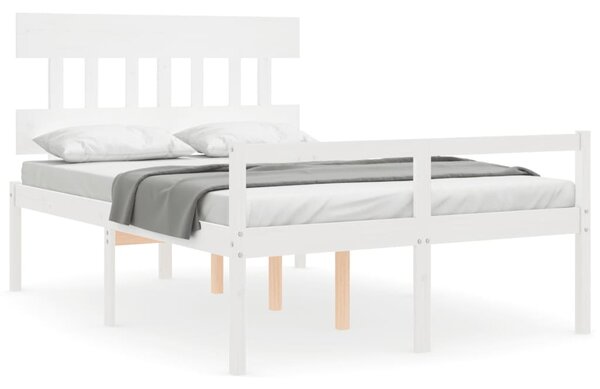 Krevet za starije s uzglavljem bijeli mali bračni masivno drvo - Bijela / 120 x 190 cm