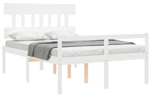 Krevet za starije s uzglavljem bijeli mali bračni masivno drvo - Bijela / 120 x 190 cm