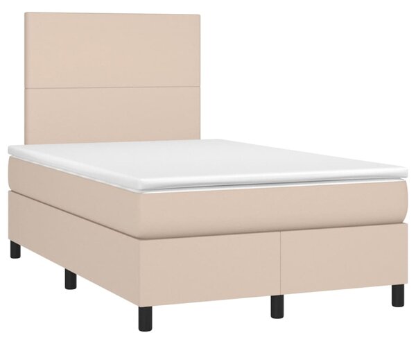 Krevet box spring madrac LED cappuccino 120x200cm umjetna koža - Smeđa / 120 x 200 cm