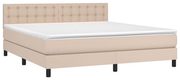 Krevet box spring madrac LED cappuccino 180x200cm umjetna koža - Smeđa / 180 x 200 cm