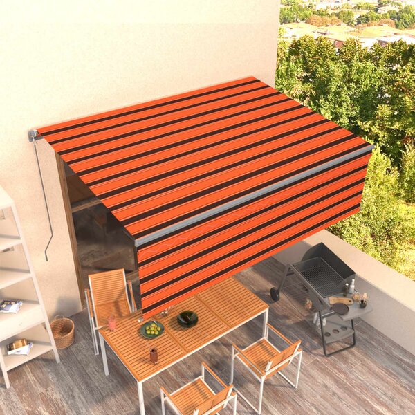 Tenda na ručno uvlačenje s roletom 4 x 3 m narančasto-smeđa - Šarena / 4 x 3 m