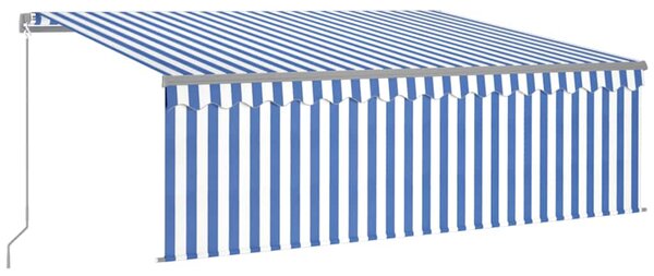 Tenda na ručno uvlačenje s roletom 4,5 x 3 m plavo-bijela - Plava / 4.5 x 3 m