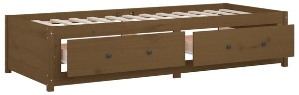 Dnevni ležaj smeđa boja meda 90x200 cm od masivne borovine - Smeđa / 90 x 200 cm