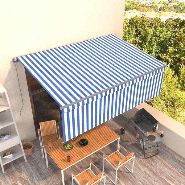 Tenda na ručno uvlačenje s roletom 4,5 x 3 m plavo-bijela - Plava / 4.5 x 3 m