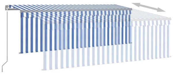 Tenda na ručno uvlačenje s roletom 4,5 x 3 m plavo-bijela - Plava / 4.5 x 3 m