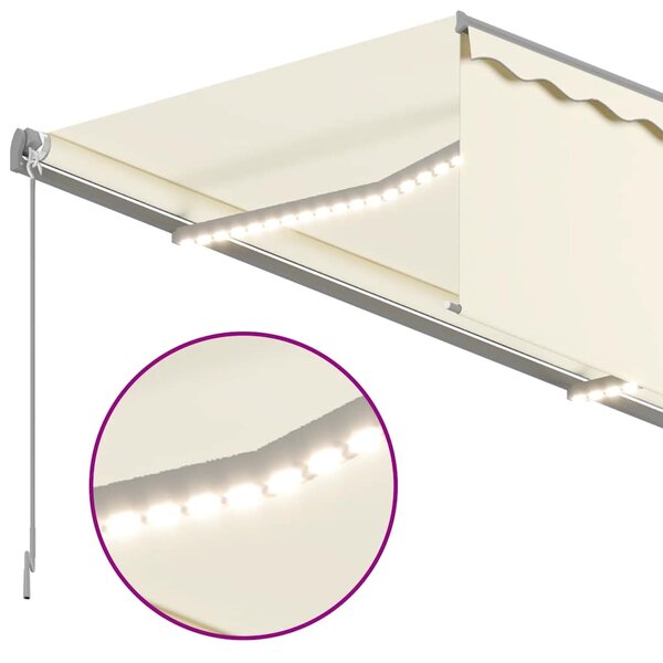 Tenda na ručno uvlačenje s roletom i LED svjetlima 4 x 3 m krem - Krema / 4 x 3 m