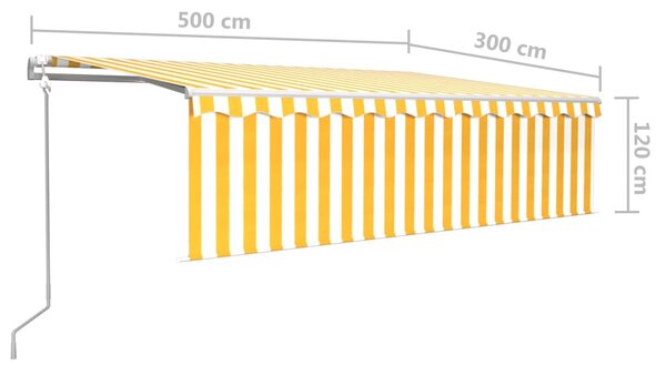 Automatska tenda s roletom i senzorom LED 5 x 3 m žuto-bijela - Žuta / 5 x 3 m