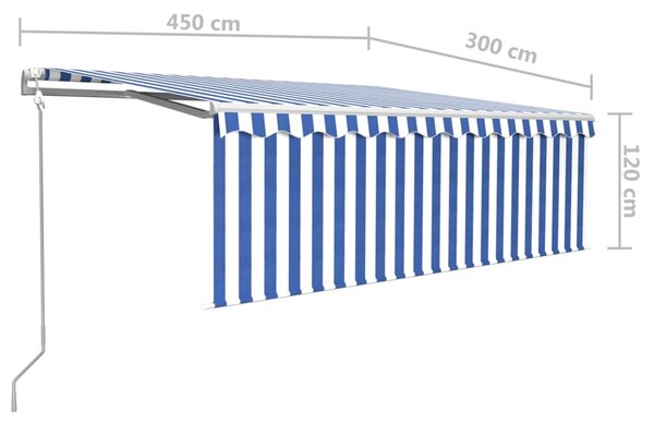Automatska tenda na uvlačenje s roletom 4,5 x 3 m plavo-bijela - Plava / 4.5 x 3 m