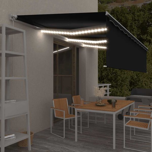 Tenda na ručno uvlačenje s roletom LED 6 x 3 m antracit - Antracitno siva / 6 x 3 m