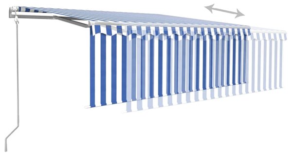 Automatska tenda na uvlačenje s roletom 4,5 x 3 m plavo-bijela - Plava / 4.5 x 3 m