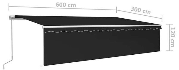 Tenda na ručno uvlačenje s roletom 6 x 3 m antracit - Antracitno siva / 6 x 3 m