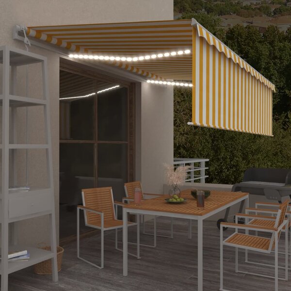 Automatska tenda s roletom i senzorom LED 5 x 3 m žuto-bijela - Žuta / 5 x 3 m