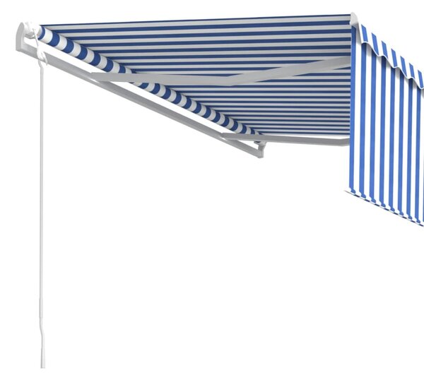 Automatska tenda na uvlačenje s roletom 4,5 x 3 m plavo-bijela - Plava / 4.5 x 3 m
