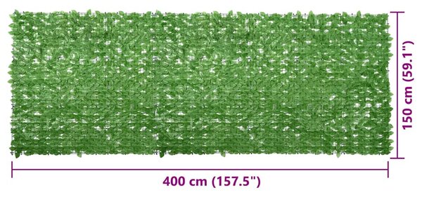 Balkonski zastor sa zelenim lišćem 400 x 150 cm - Zelena / 400 x 150 cm