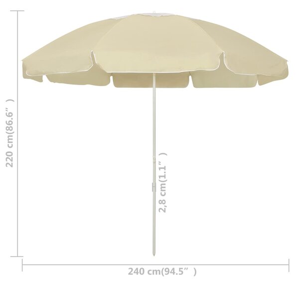 Suncobran za plažu žuta boja pijeska 240 cm - Žuta / 240 cm