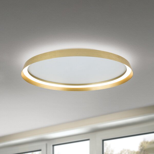 ORION LED stropna svjetiljka Manta, Ø 60 cm, zlatne boje, aluminij, gore/dolje, prigušiva, Zlato / mjed, Dnevni boravak/blagovaonica, Aluminij, Strop s više plamena