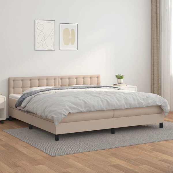 Krevet box spring s madracem cappuccino 200x200cm umjetna koža - Smeđa / 200 x 200 cm