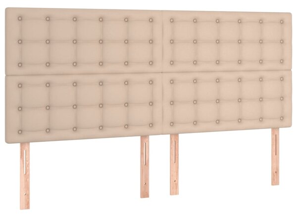 Krevet box spring madrac LED cappuccino 160x200cm umjetna koža - Smeđa / 160 x 200 cm