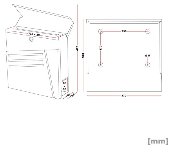 Moderni poštanski sandučić s Anthracit + Inox Gap