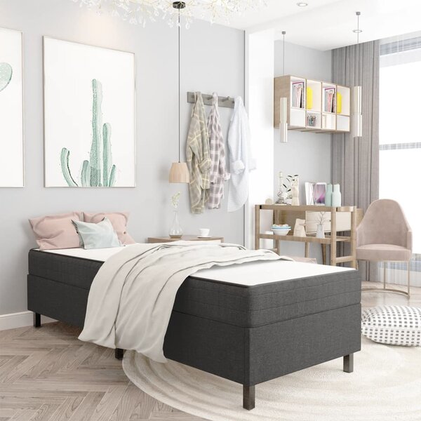 Krevet od tkanine s oprugama tamnosivi 100 x 200 cm - Siva / 100 x 200 cm