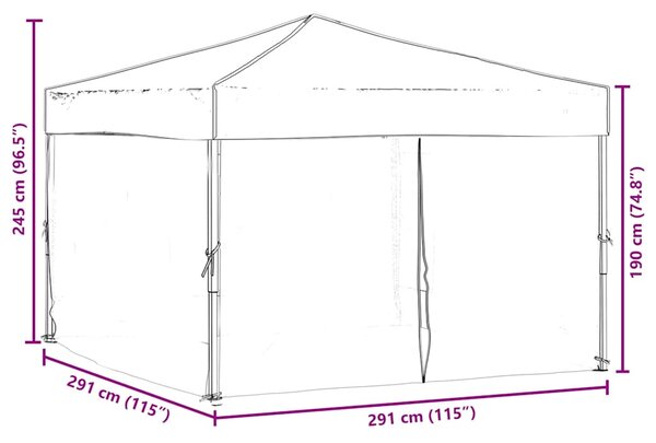 Sklopivi šator za zabave s bočnim zidovima 3 x 3 m crveni - Crvena / 3 x 3 m