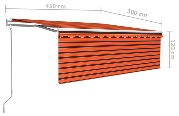 Automatska tenda na uvlačenje s roletom 4,5x3m narančasto-smeđa - Šarena / 4.5 x 3 m