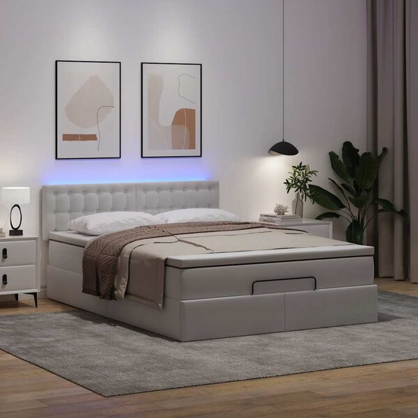 Otomanski krevet s madracima i LED 140x200cm umjetna koža - Smeđa / 140 x 200 cm