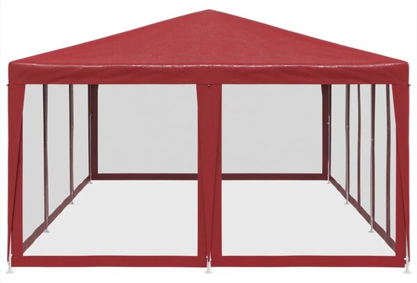 Šator za zabave s 10 mrežastih bočnih zidova crveni 6x4 m HDPE - Crvena / 6 x 4 m
